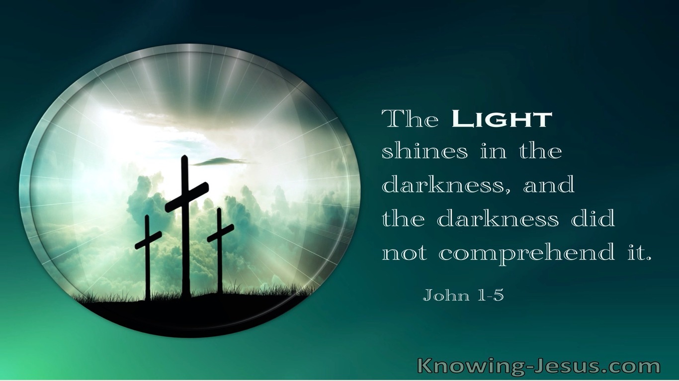 John 1:5 The Light Shines In The Darkness (white)